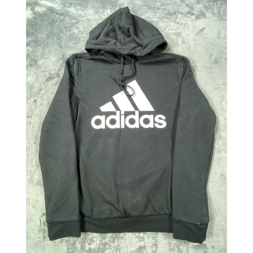 Adidas Hoodie Mens M Black Long Sleeve Pullover Active Casual Jacket Fleece EUC